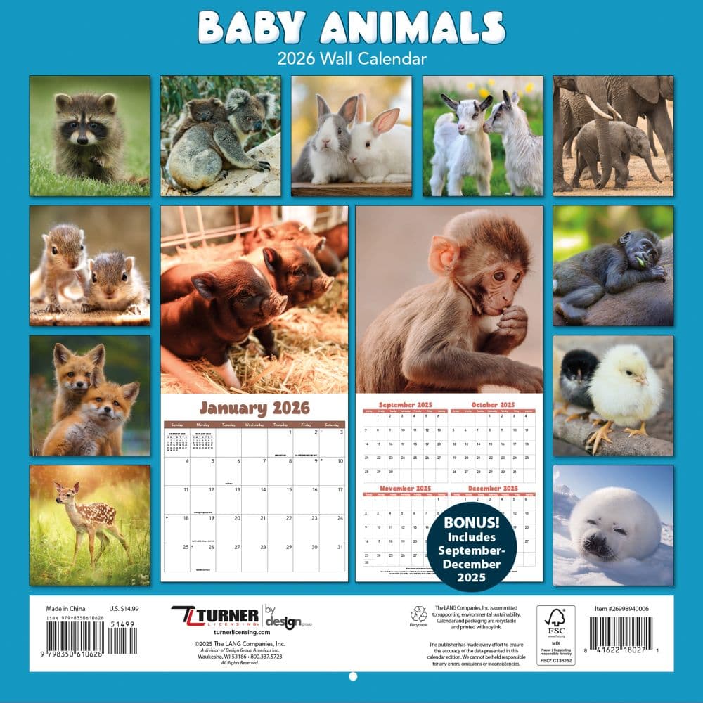 Baby Animals Photo 2026 Wall Calendar_ALT1