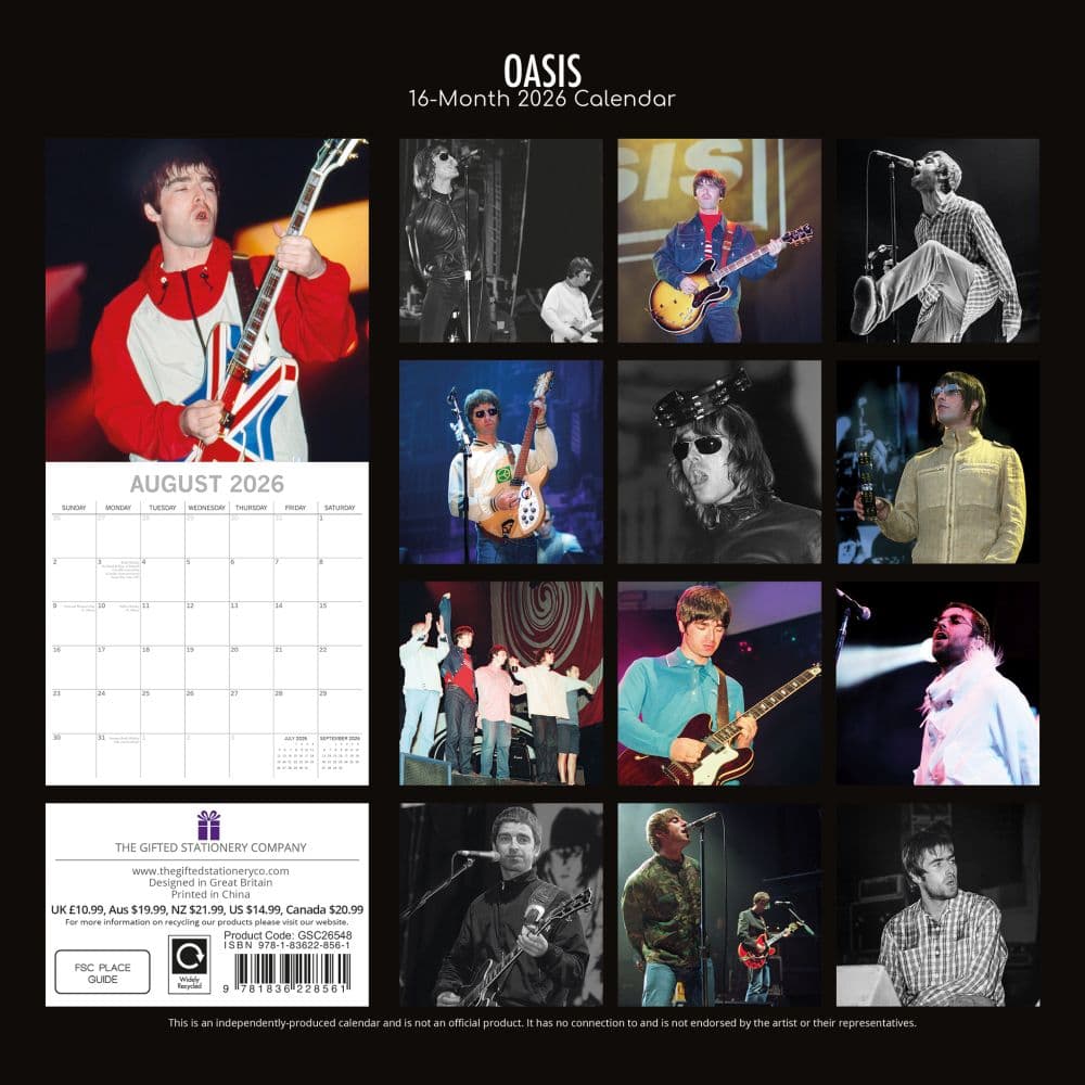 Oasis 2026 Wall Calendar First Alternate Image