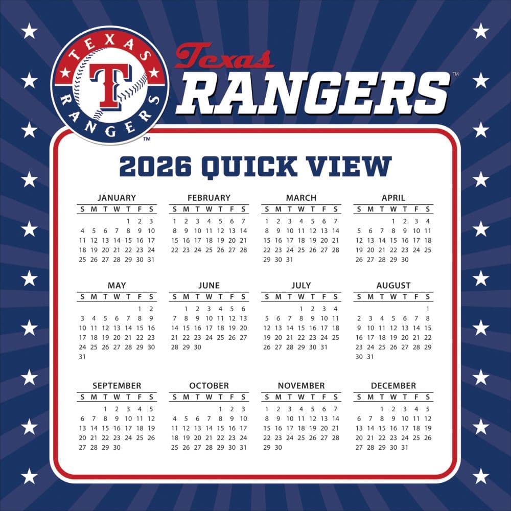 MLB Texas Rangers 2026 Desk Calendar Fourth Alternate Image