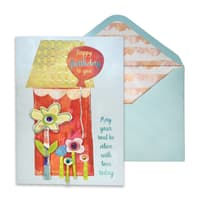 image House Balloon Lettering Birthday Card