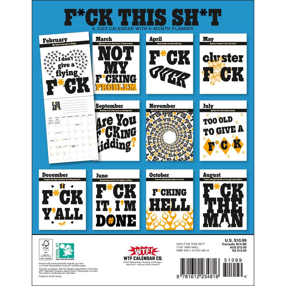 F*ck This Sh*t 2023 Wall Big Mini Calendar - Calendars.com