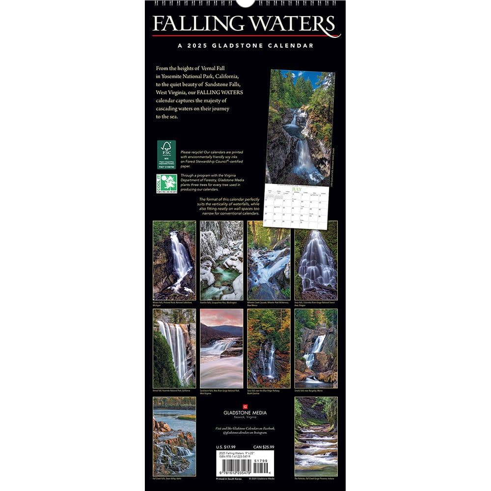 Falling Waters Vertical 2025 Wall Calendar First Alternate Image width="1000" height="1000"