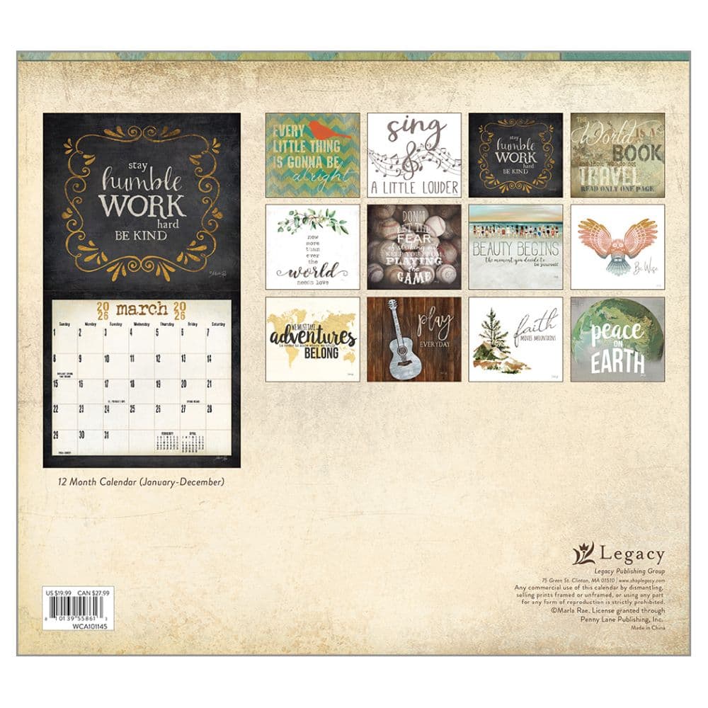 Words to Live By Marla Rae 2026 Wall Calendar First Alternate Image
