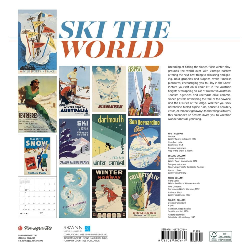 Ski the World 2024 Wall Calendar_ALT1
