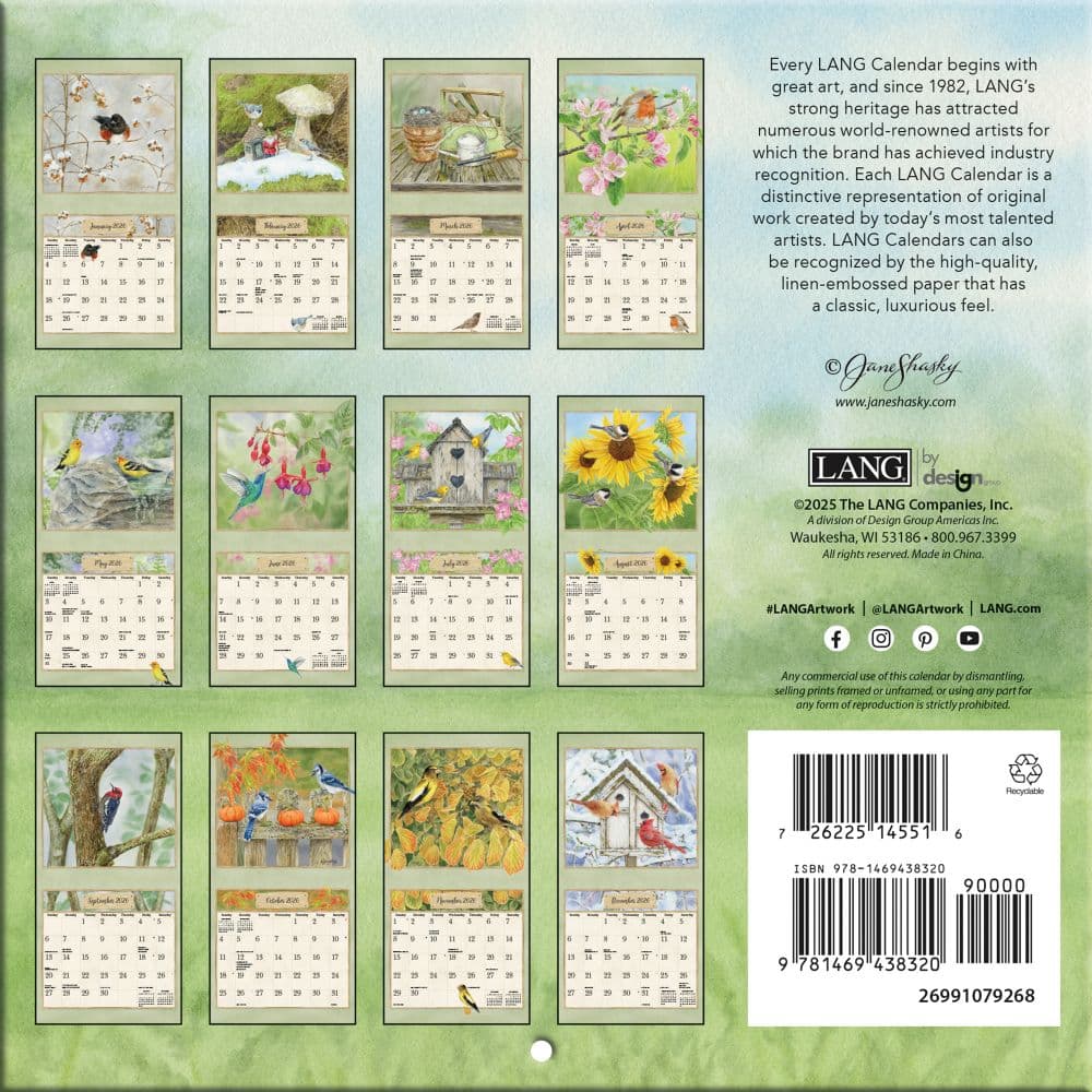 Birds In The Garden 2026 Mini Wall Calendar_ALT3