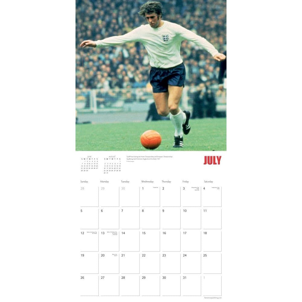 English Football History Moments Wall Calendar