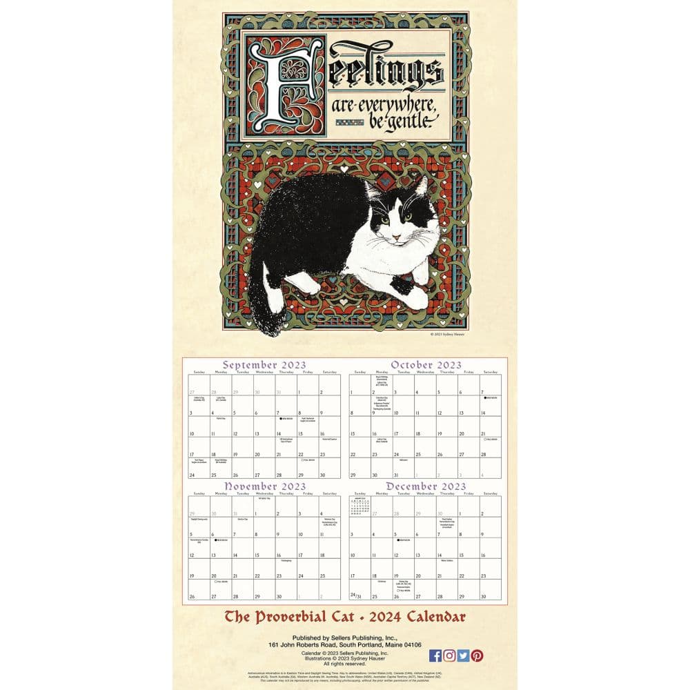 Proverbial Cat 2024 Wall Calendar