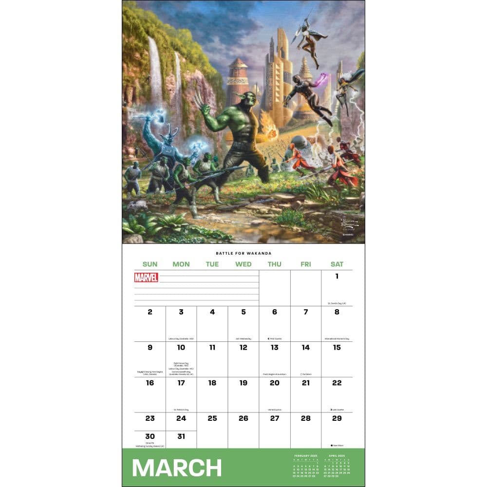 Kinkade Marvel 2025 Wall Calendar