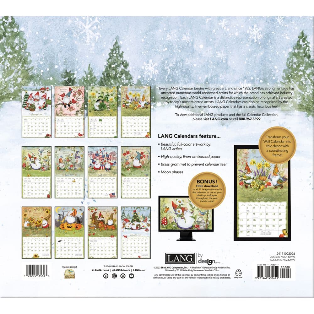 Gnome Sweet Gnome Special Edition 2024 Wall Calendar