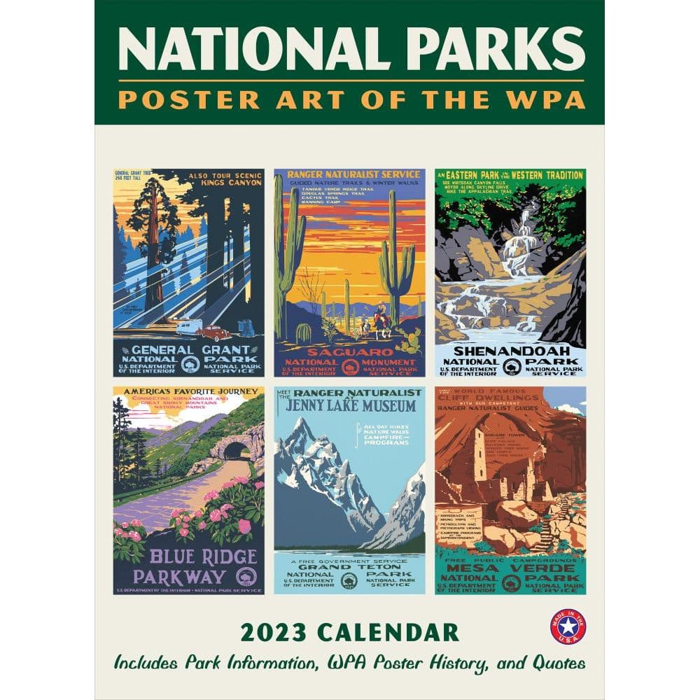 National Parks WPA Grid 2023 Wall Calendar Calendars