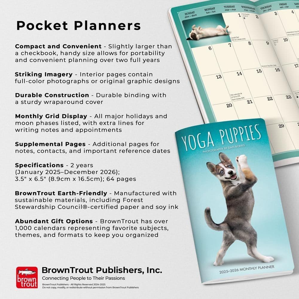 Yoga Puppies 2 Year 2025 Pocket Planner Seventh Alternate Image