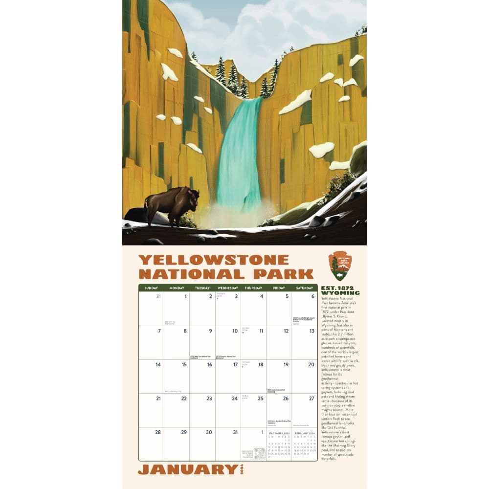 Illustrated National Parks 2024 Wall Calendar