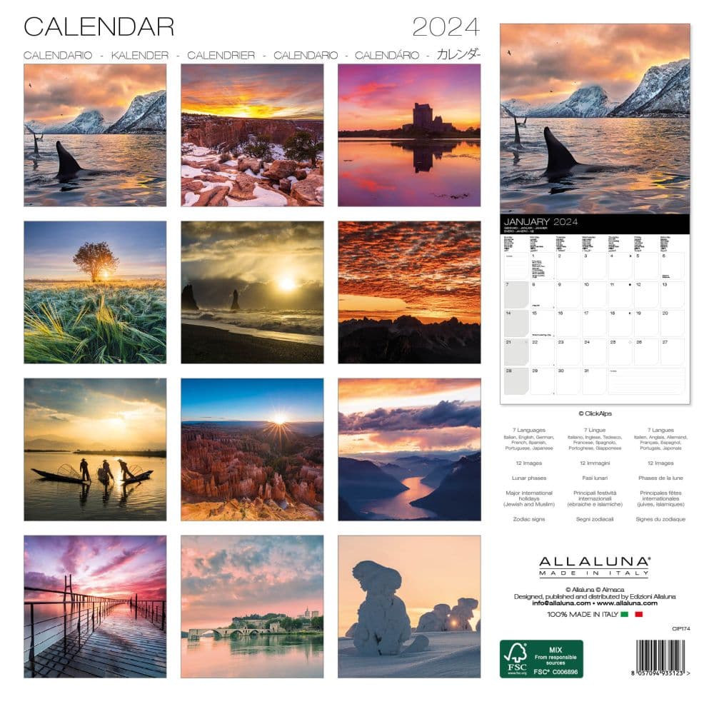 Sunrise and Sunset 2024 Wall Calendar Alt1