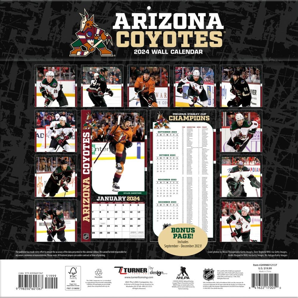 Arizona Coyotes 2024 Wall Calendar