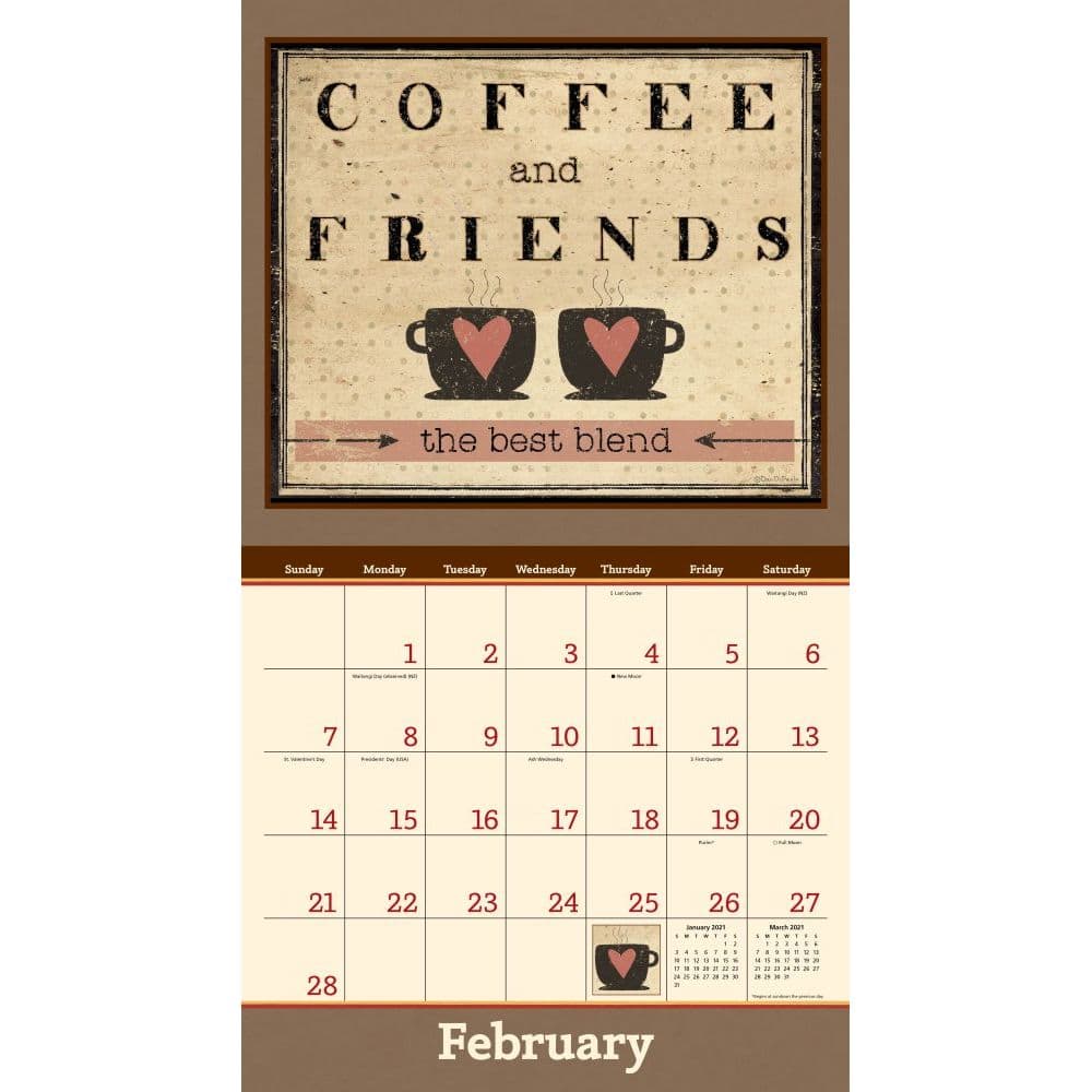 2025 Wall Calendar Coffee 