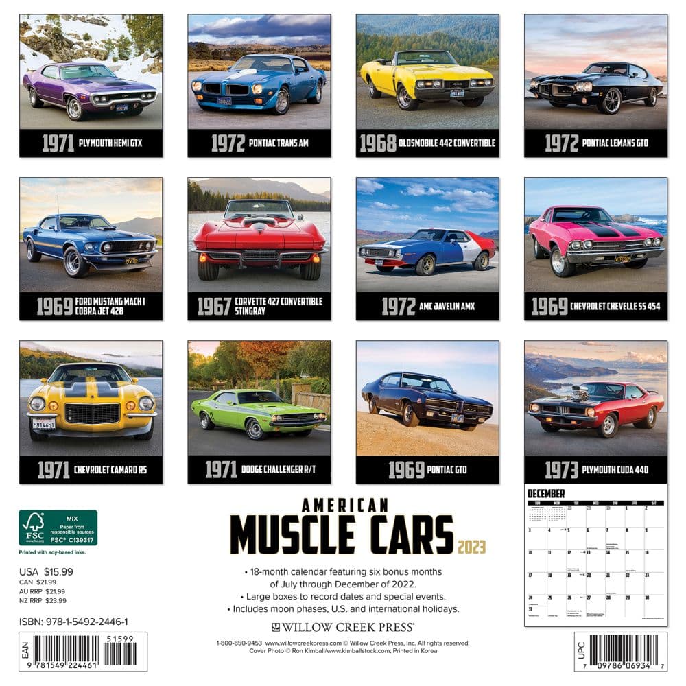 American Muscle Cars 2023 Wall Calendar - Calendars.com