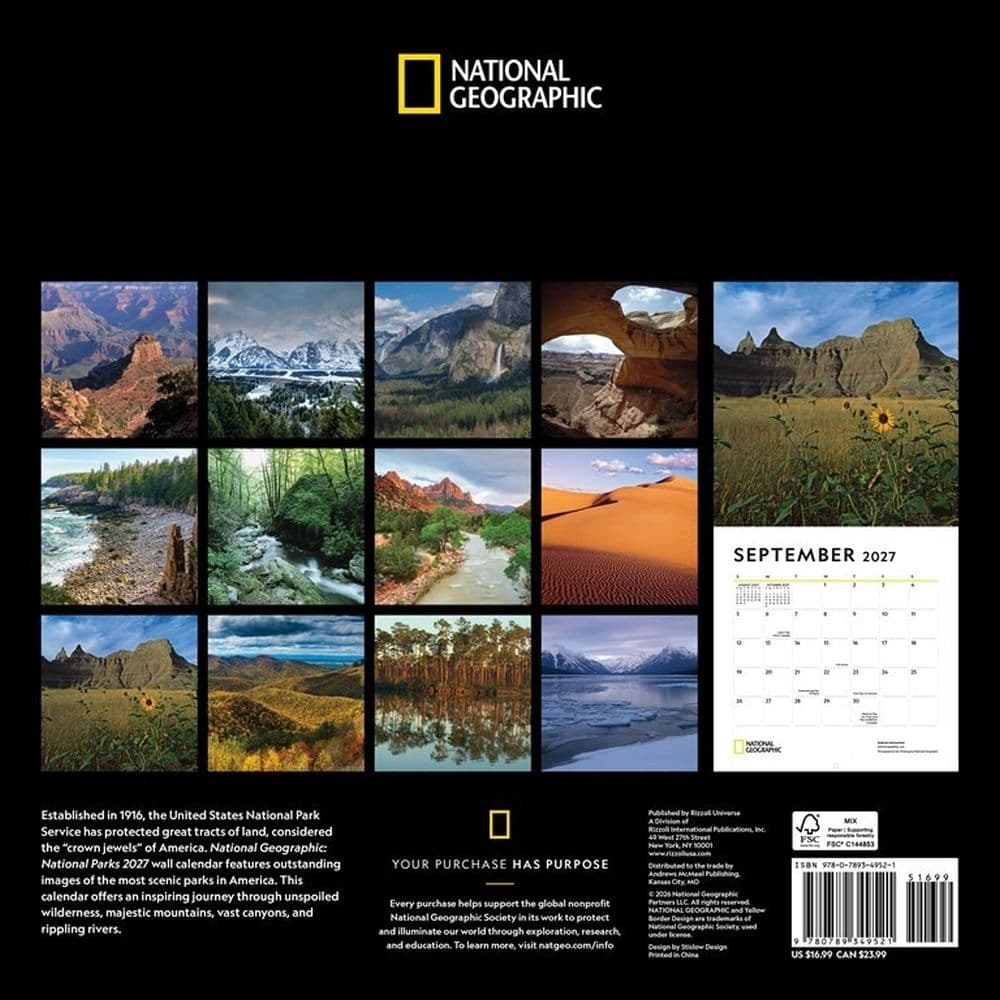 National Parks National Geographic 2027 Wall Calendar Fourth Alternate Image