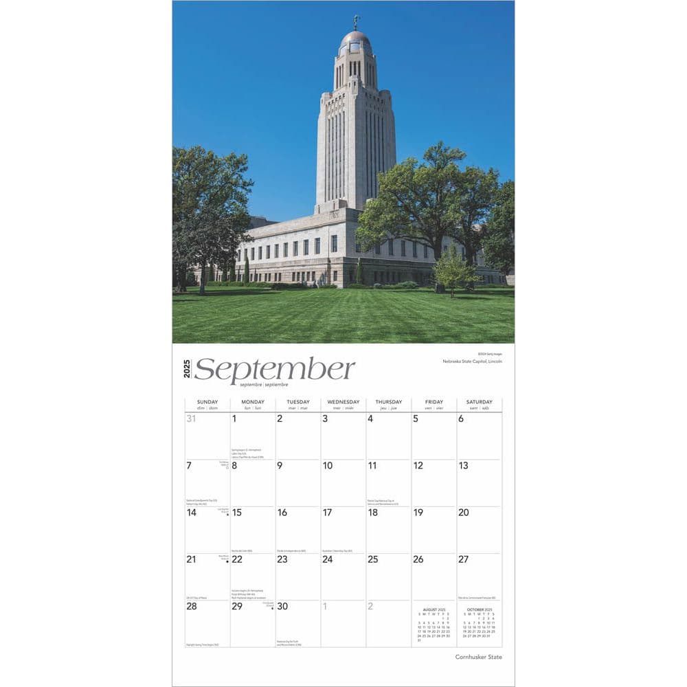 Cornhusker State Nebraska 2025 Wall Calendar Third Alternate Image