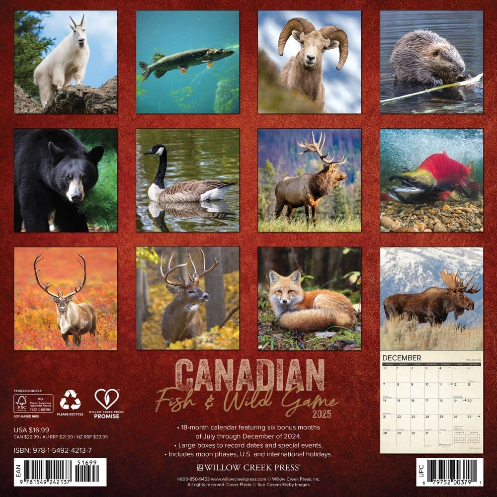 Canadian Fish and Wild Game 2025 Wall Calendar First Alternate Image width="1000" height="1000"