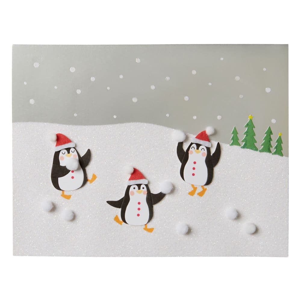 Penguins And Snowballs Christmas Card First Alternate Image width="1000" height="1000"
