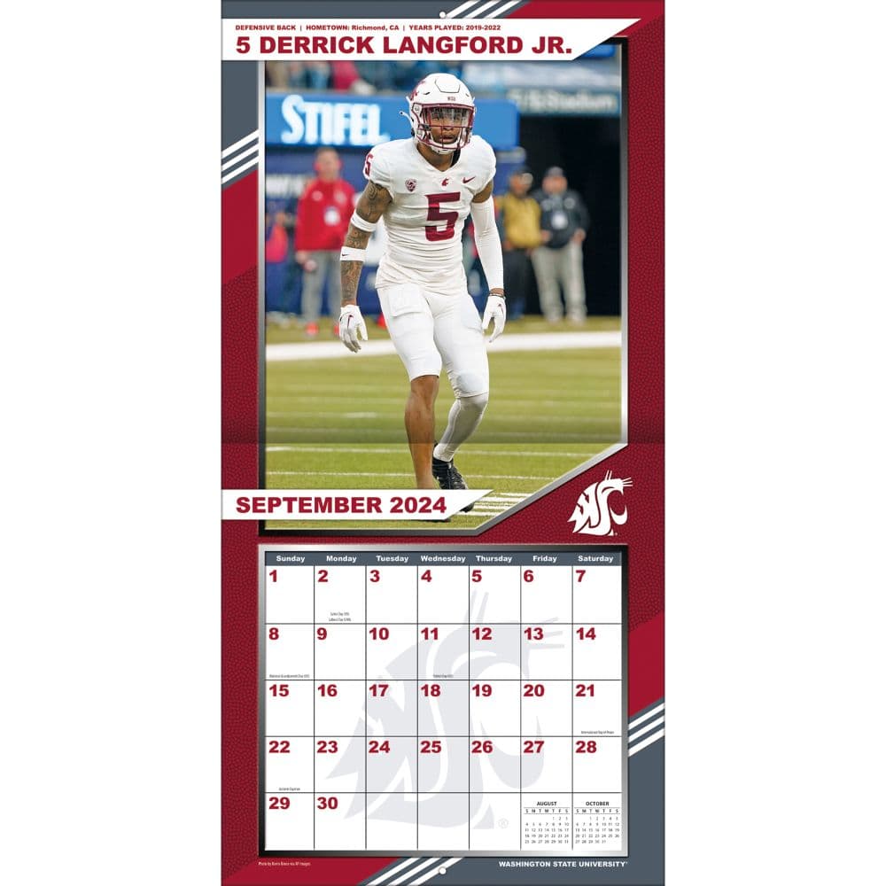 COL Washington State Cougars 2025 Wall Calendar First Alternate