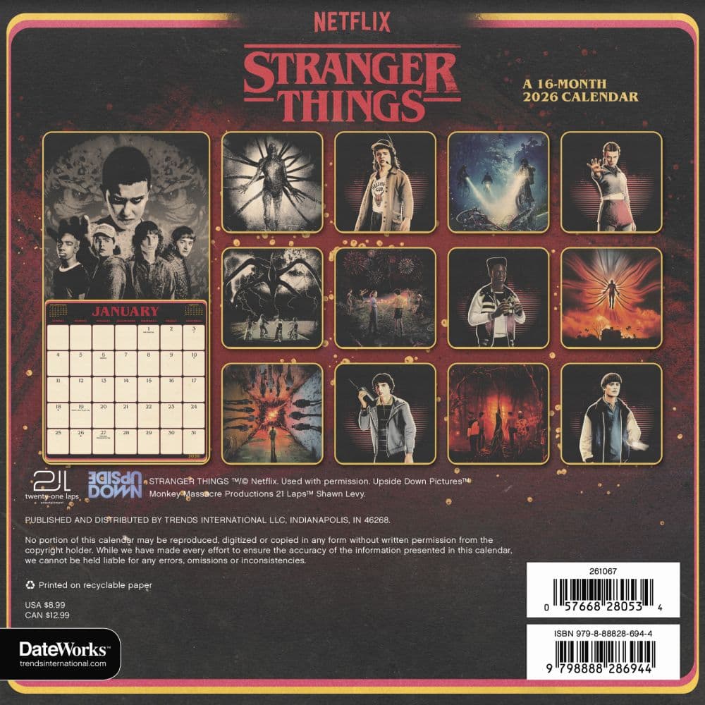 Stranger Things 2026 Mini Wall Calendar First Alternate Image