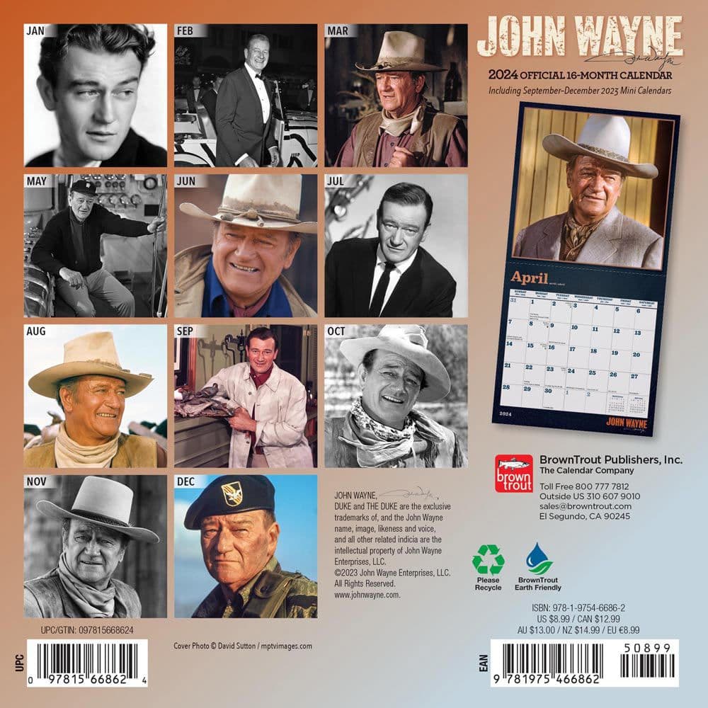 John Wayne 2024 Mini Wall Calendar
