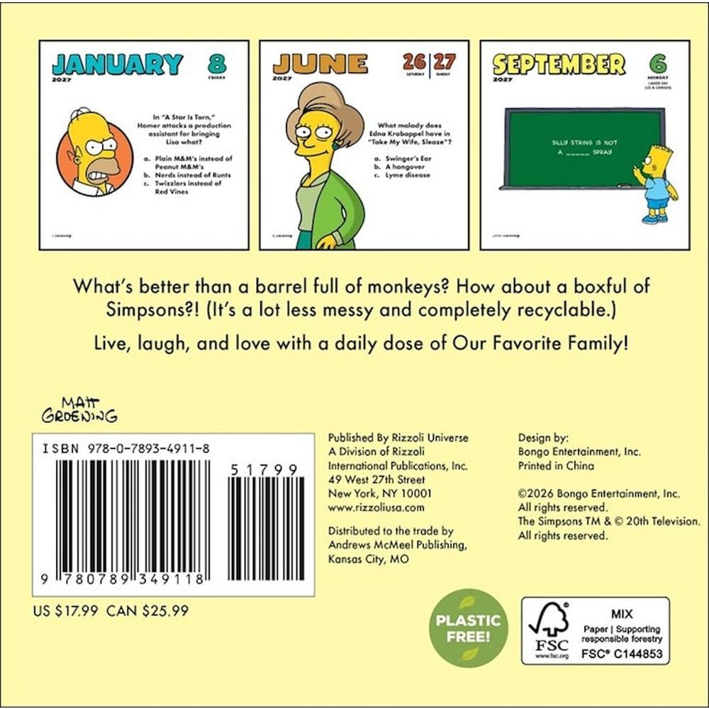Simpsons 2027 Desk Calendar First Alternate Image