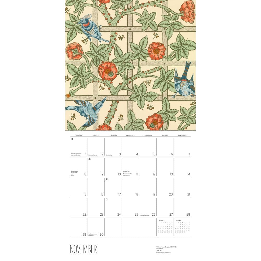 William Morris Arts and Crafts Design 2026 Wall Calendar Seventh Alternate Image