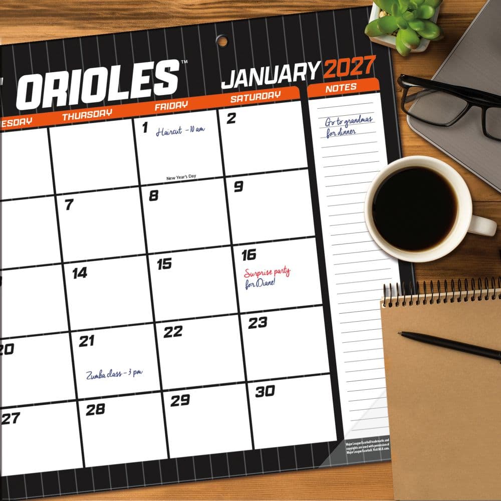 MLB Baltimore Orioles Small 2027 Desk Pad Fourth Alternate Image