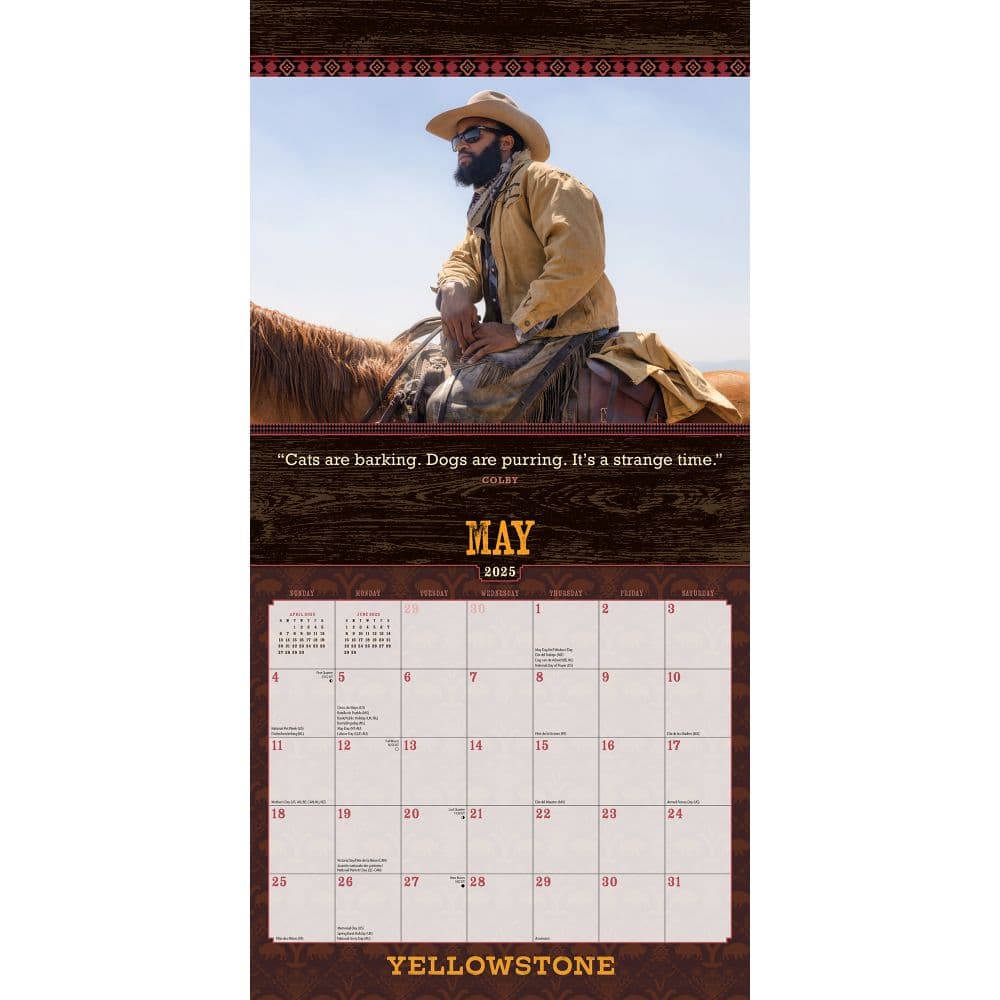 Yellowstone TV 2025 Wall Calendar Seventh Alternate Image