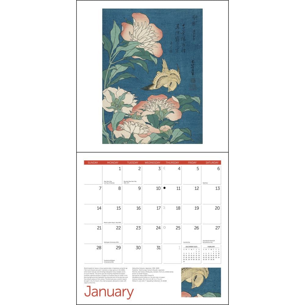 Japanese Woodblocks MFA 2024 Wall Calendar