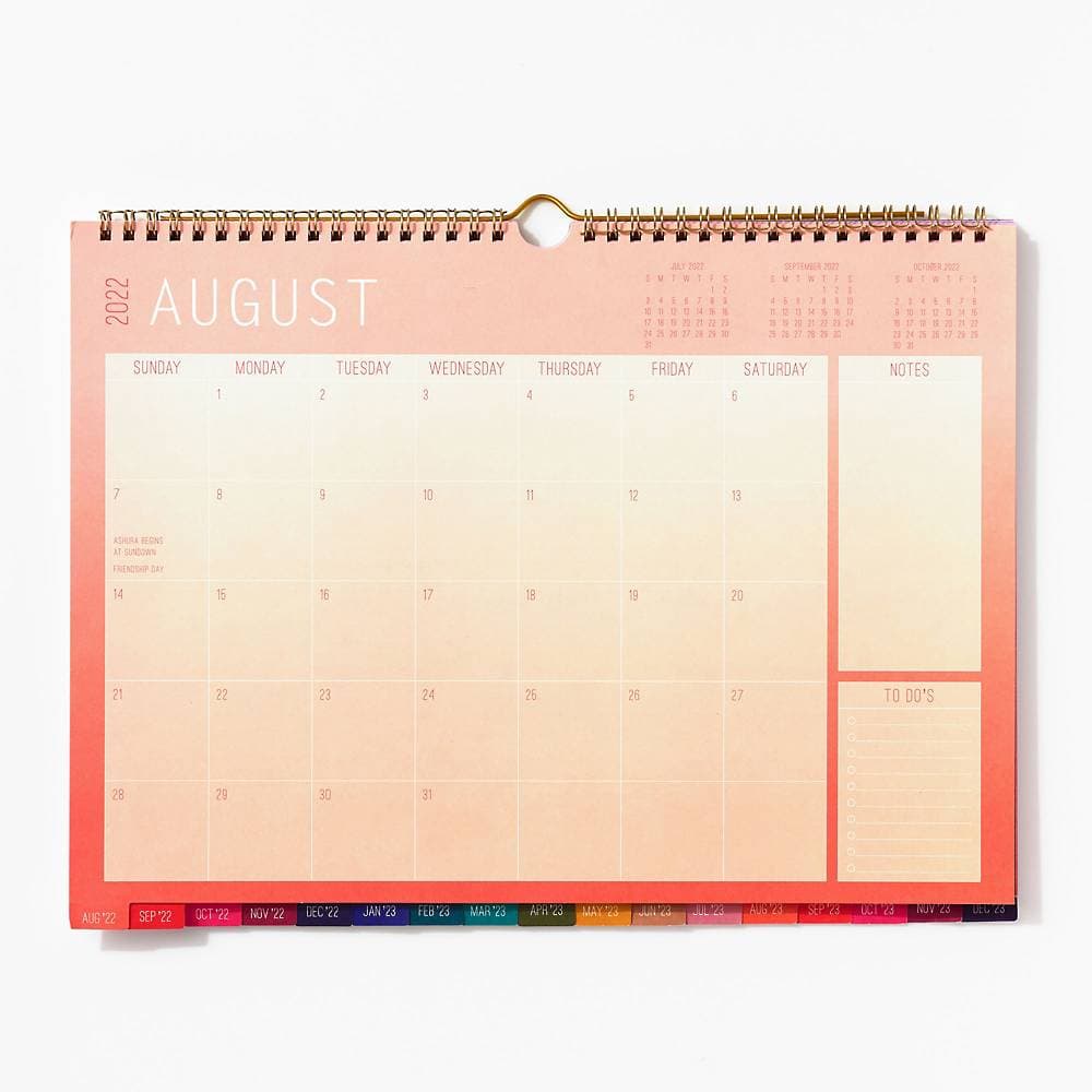 Waste Not Paper Colorful Tabbed 2023 Wall Calendar