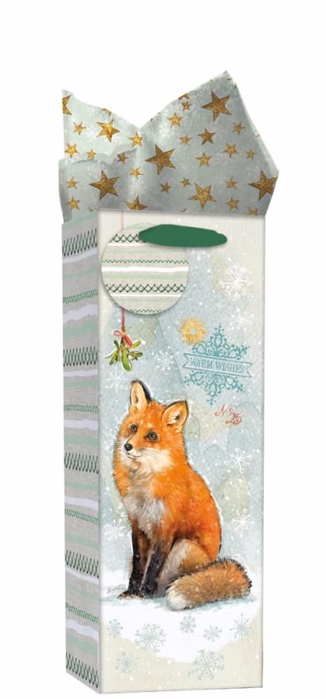 Woodland Christmas Bottle Gift Bag by Chad Barrett