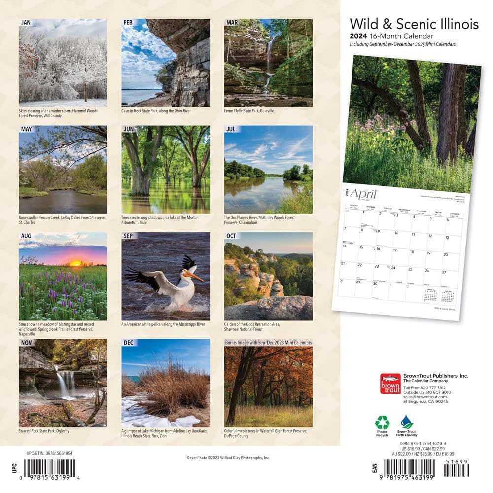 Illinois Wild and Scenic 2024 Wall Calendar