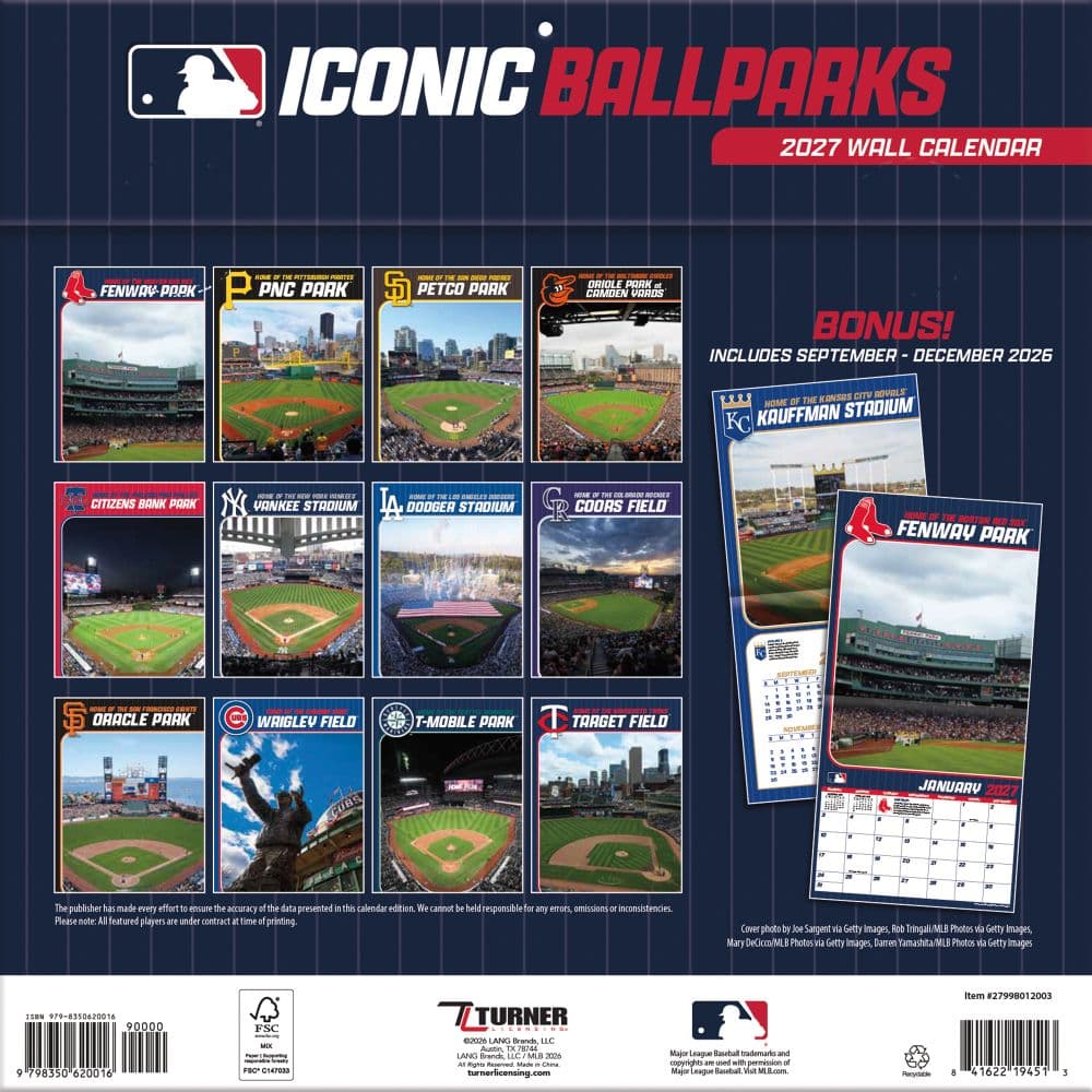 MLB Iconic Ballparks 2027 Wall Calendar First Alternate Image