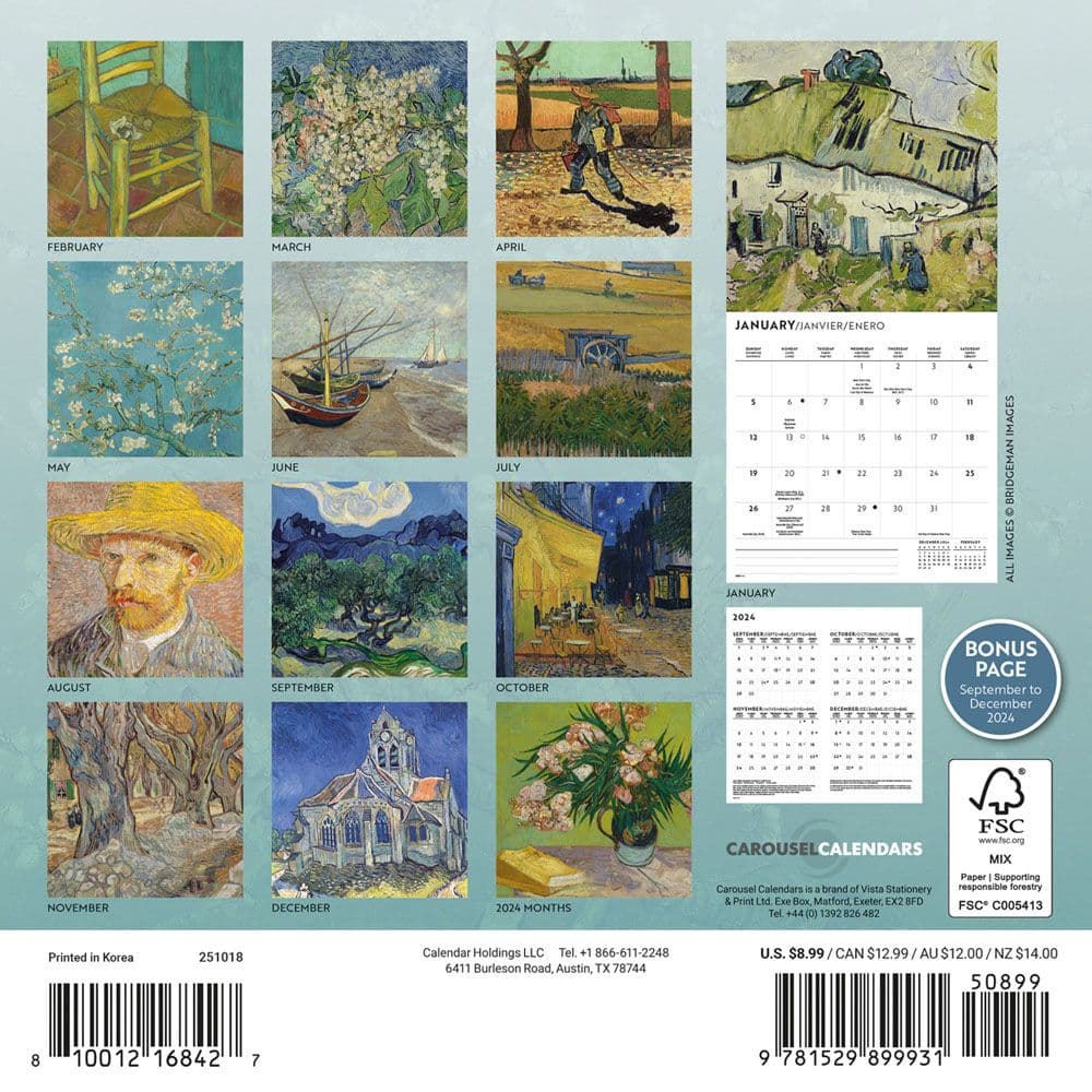 Van Gogh 2025 Mini Wall Calendar First Alternate Image width="1000" height="1000"