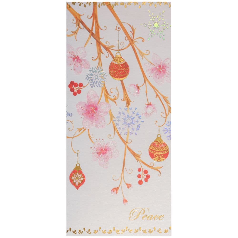 Pink Ornaments with Peace 8 Count Boxed Christmas Cards First Alternate Image width="1000" height="1000"