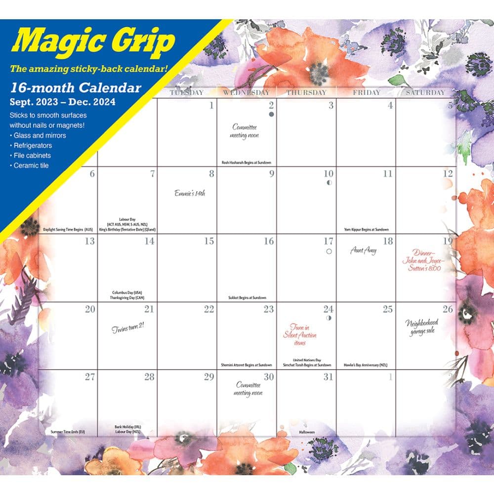 Floral Jumbo Magic Grip 2024 Wall Calendar