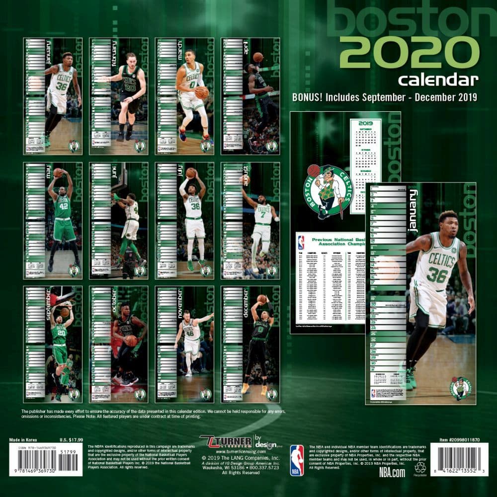 Boston Celtics Wall Calendar