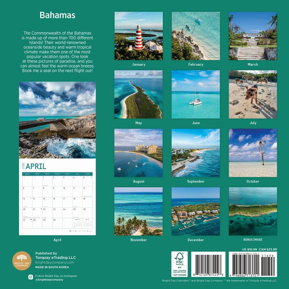 Bahamas 2025 Wall Calendar First Alternate Image width="1000" height="1000"