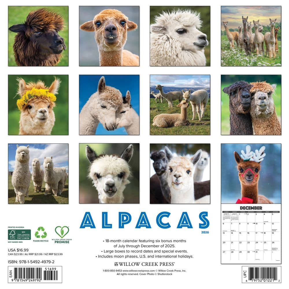 Alpacas 2026 Wall Calendar First Alternate Image