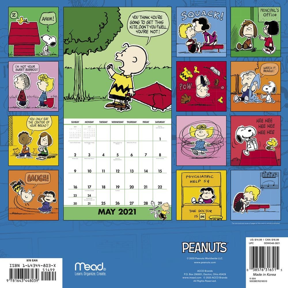 Calendrier Snoopy 2023 Peanuts Wall Calendar - Calendars.com