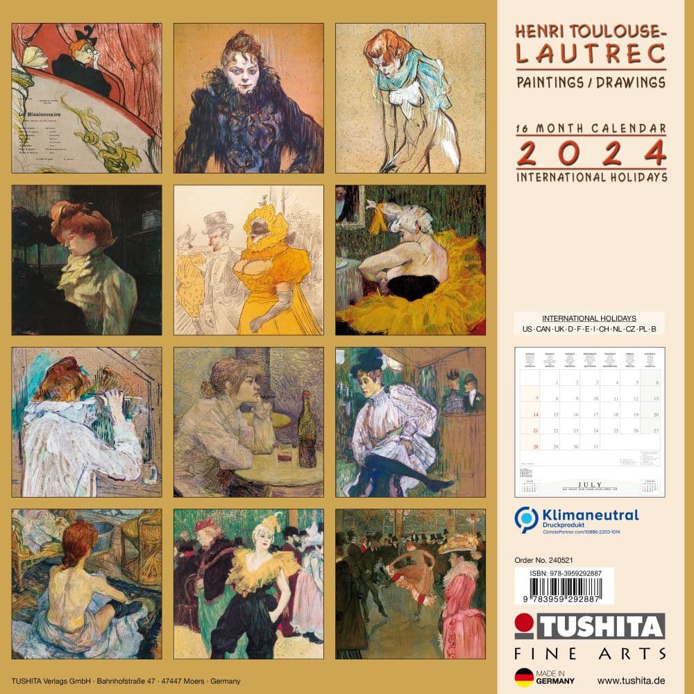 Toulouse Lautrec 2024 Wall Calendar