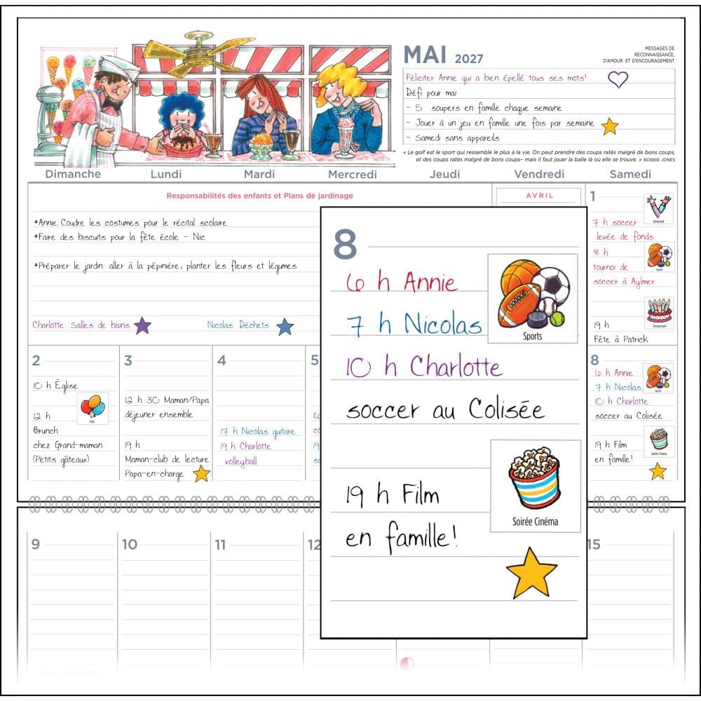 More Time Moms Agenda Familial French 2027 Wall Calendar Second Alternate Image