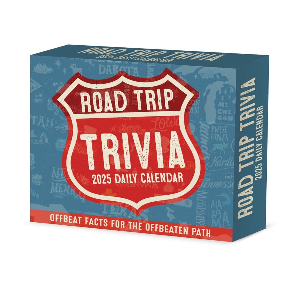 Road Trip Trivia 2025 Desk Calendar Front Cover