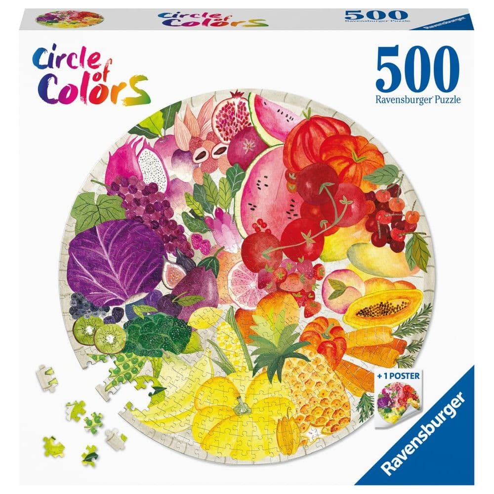 image Circle of Fruit and Vegetables 500 Piece Round Puzzle Main Image