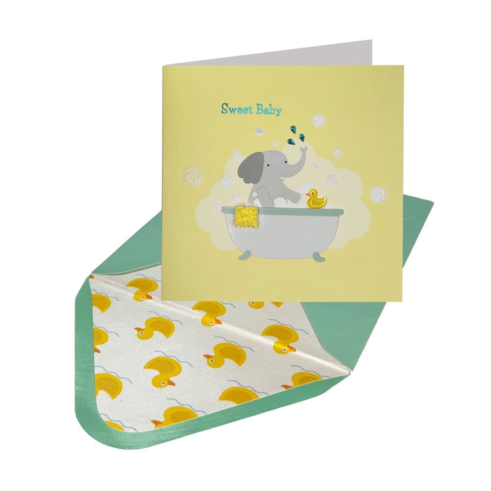 Elephant in Bath Tub Baby Congratulation Card Alt5