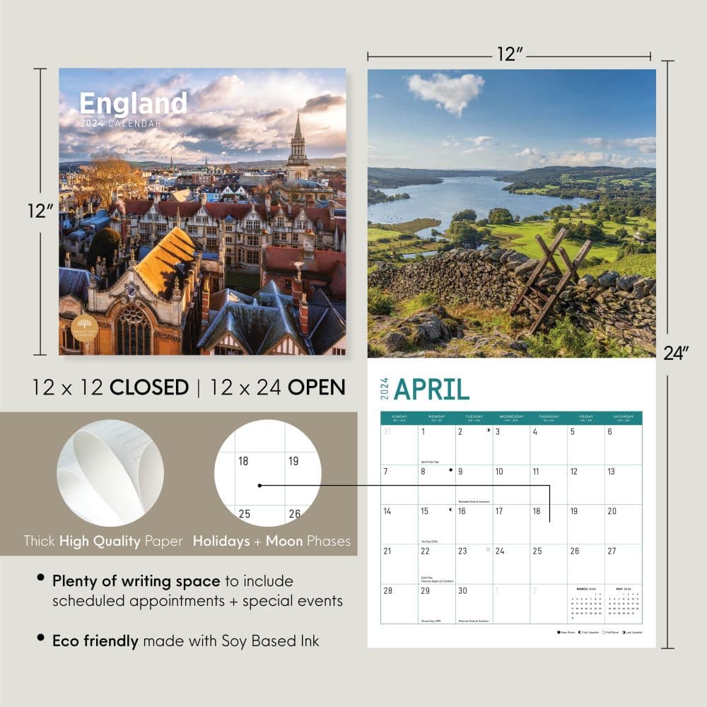 England 2024 Wall Calendar