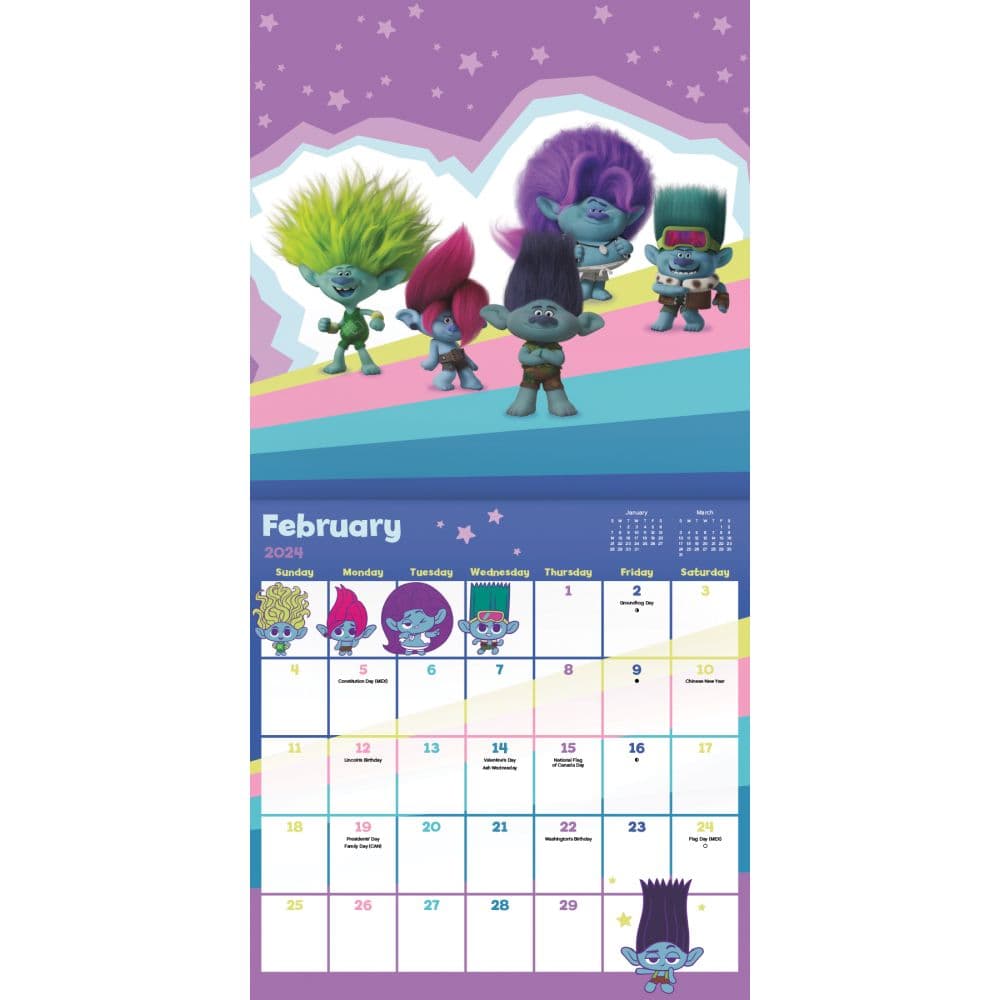 Trolls 3 2025 Wall Calendar